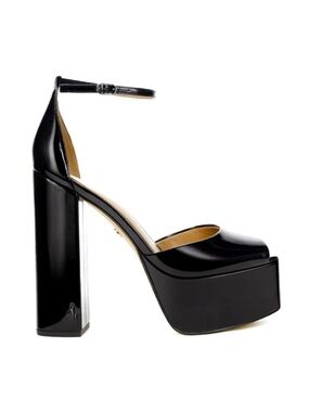 SAM EDELMAN KORI Black Patent Leather Platform Heels 7.5